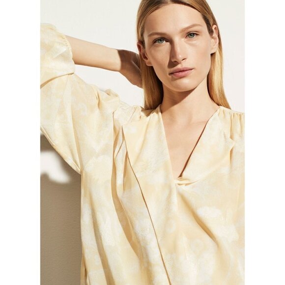 Vince Wheat Shirred Popover Top Yellow Womens Size XS - Picture 2 of 13